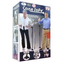 Cane Safe Canne Pliable à base extra large 4 points d'appui, avec lumière intégrée, personne à mobilité réduite