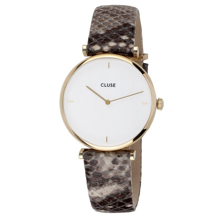 Cluse Triomphe Femme 33mm Bracelet Cuir Boitier Laiton Quartz Montre CL61008