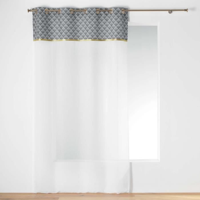 CDAFFAIRES-Voilage a oeillets 140x240 cm duchesse Anthracite