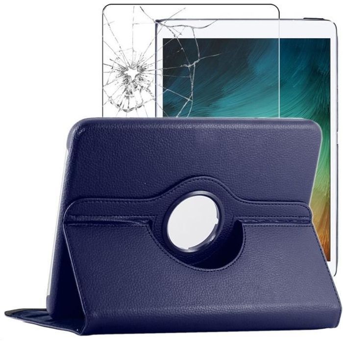 ebestStar ® pour Samsung Galaxy Tab A7 10.4 T505 - Housse PU Cuir Rotatif 360 + Film protection écran en VERRE Trempé, Bleu Foncé