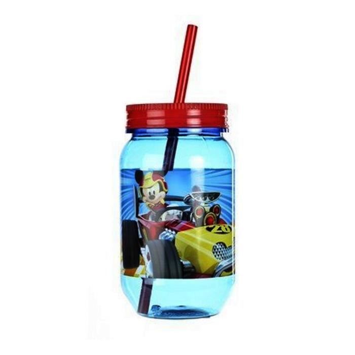 Gourde avec paille Mickey verre plastique Disney GUIZMAX