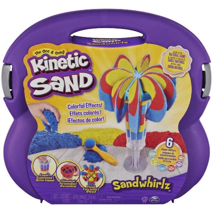 Kinetic Sand - Set Mallette Cascades Arcobaleno - 907Gr de Sable En 3 Couleurs Et 10 Accessoires, De 3 Ans - 6055859