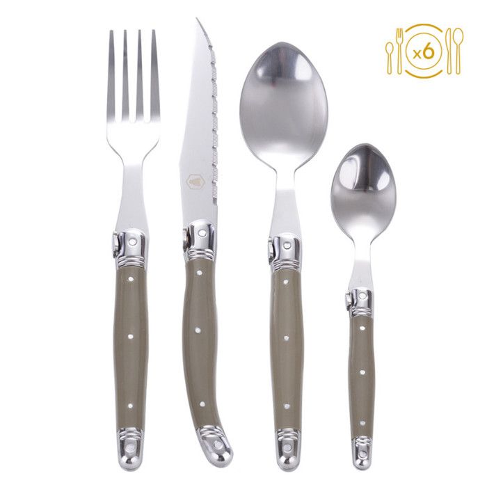 Ménagère 24 pièces - Manche en ABS gris taupe