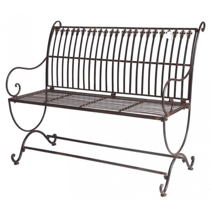 Banc de Jardin Banquette en Fer Marron 2 Places Personnes Fauteuil de Jardin Mobilier de Qualité 55x84x103cm
