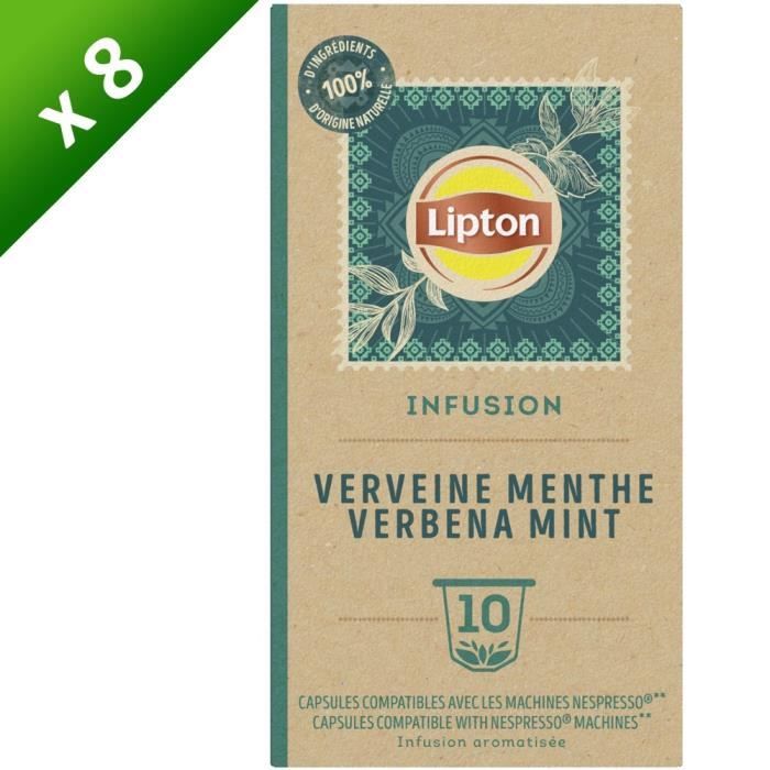 LIPTON Tisane Verveine Menthe Fraiche - Lot de 8 x 10 Capsules