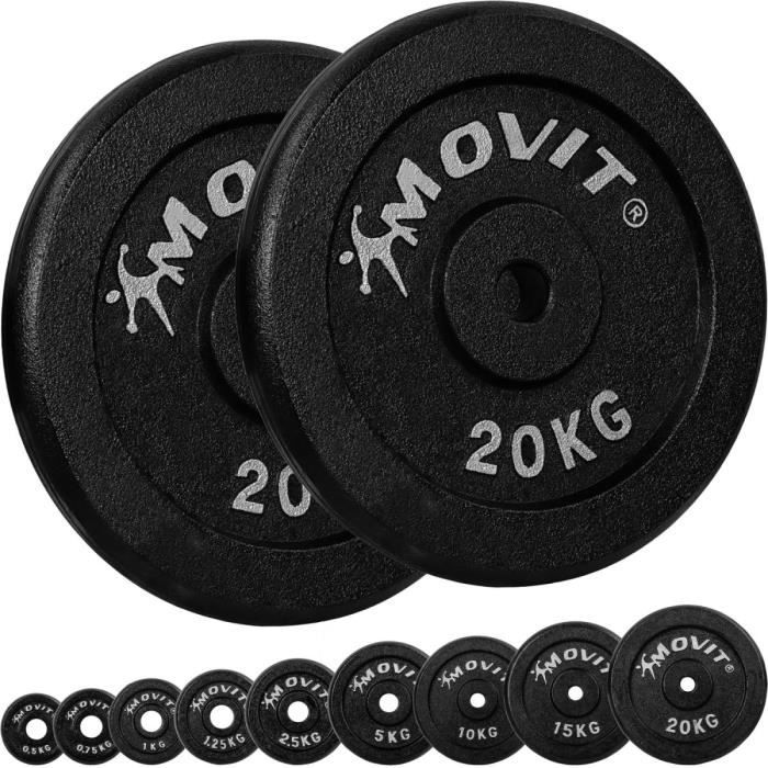 MOVIT® Poids disque en fonte couleur noir 2x20 kg