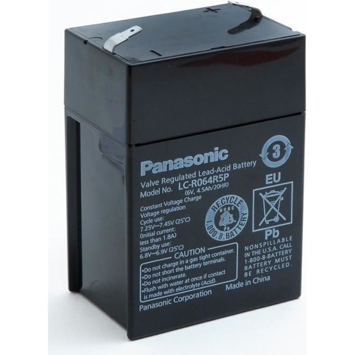 Batterie plomb AGM LC-R064R5P 6V 4.5Ah T1 - Unité(s)
