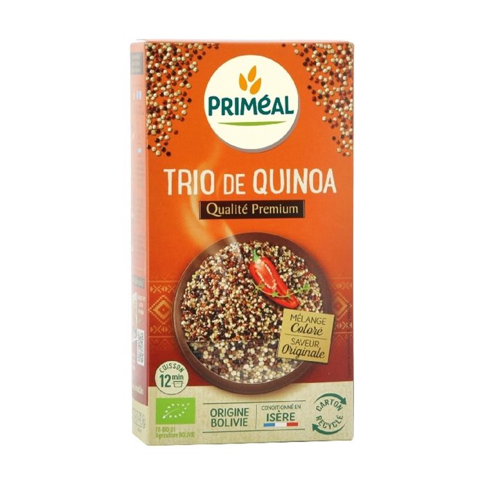 PRIMEAL - Trio de Quinoa bio et equitable 500 g - Cuisson 12 /15 min - Se prepare comme du riz