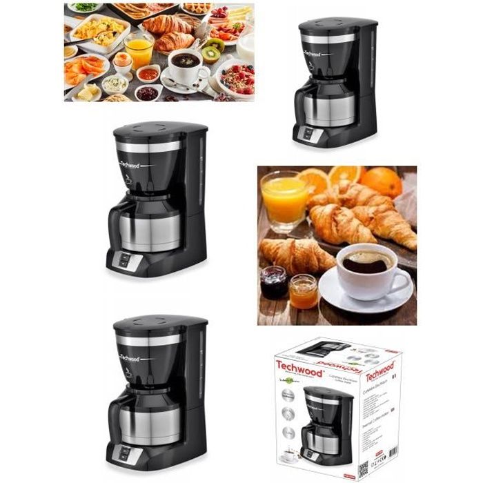 Cafetière électrique Isotherme 800W Design ALU Ecran LCD 1.5 l 15 Tasses maintien au chaud Noir/Argent pas cher