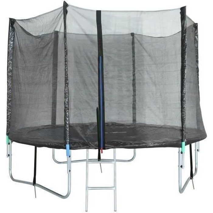Trampoline 305 cm Noir TRIGANO Échelle, filet de protection, housse de protection et ancrage inclus