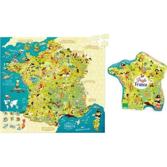 Vilac - 2726 - Puzzle Carte des merveilles de France (300 pcs)