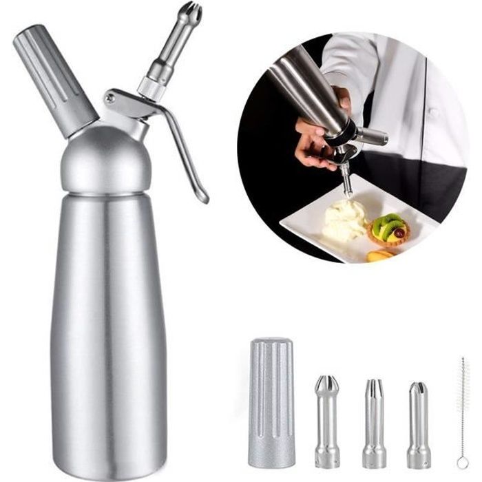 Kit Siphon à Crème Fouettée Professionnelle avec 3 Douilles en Acier Inoxydable 500ML
