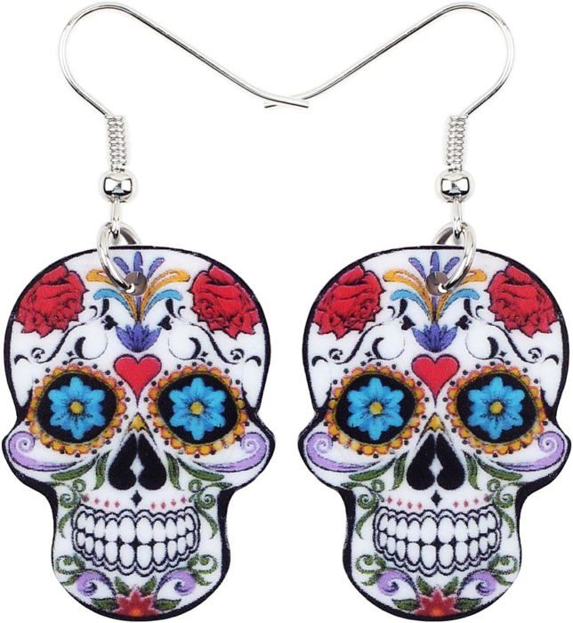 4 Paires de Boucles d'Oreilles d'Halloween Clous Oreilles d'Araignée Boucles d'Oreilles Crâne Squelette Boucles Pendantes Pendantes Ensembles de