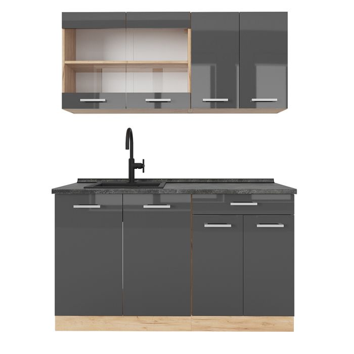 Cuisine R-Line 140cm PT Anthracite Anthracite Haute brillance/Chêne de force doré Vicco 43303 Cuisine R-Line 140cm PT Anthracite Anthracite Haute brillance/Chêne de force doré Vicco 43303