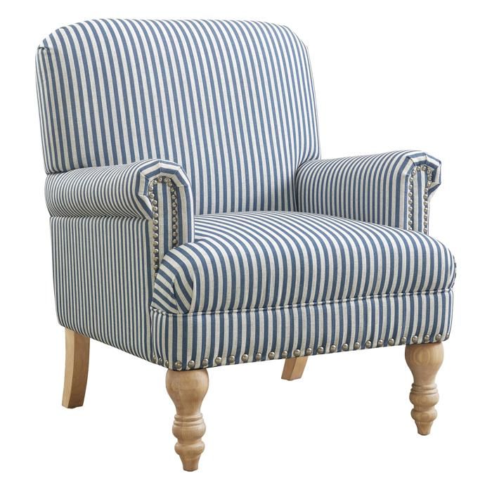 Jaya Chaise en tissu à rayures bleues