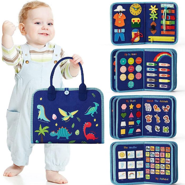 Busy Board Montessori 4 Couches - Planche D'activités Sensorielle Pour Enfant 3 Ans+ - Apprentissage Motricité Fine (Rose)