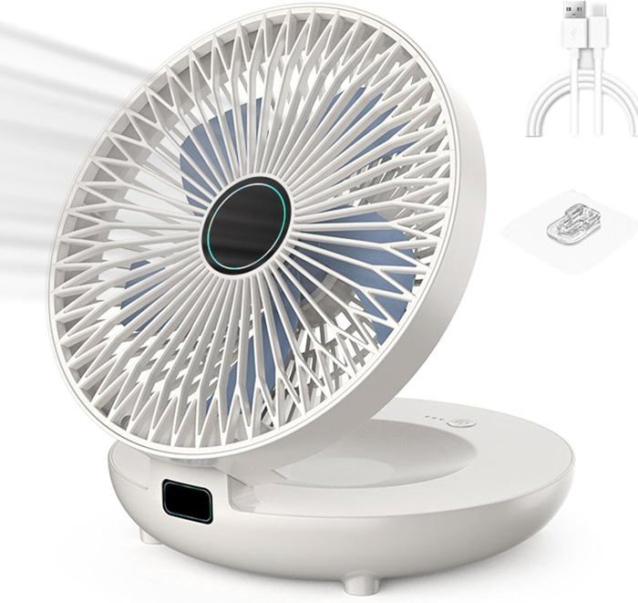 Ventilateur - BEIJIYI - Modèle Rechargeable - 3 Vitesses - Murale et Bureau - Blanc - Beijiyi