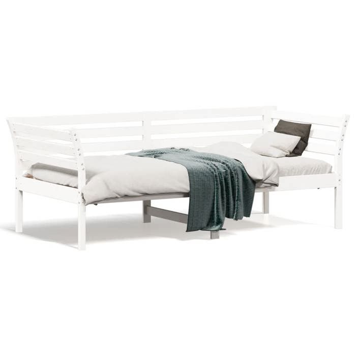 Lit simple - Banquette lit - 90x190 cm - Bois de pin massif - Blanc - Design classique