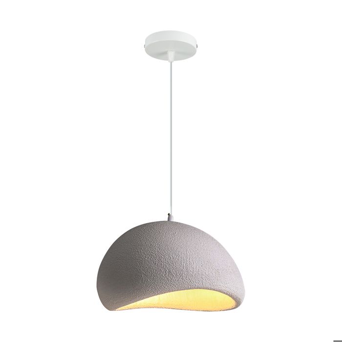 DLGLOLIN Suspension Vintage Lustre de Milieu du Siècle Abat-jour en Résine de Dôme Gris Ø20cm E27 Luminaire de Couloir Salon