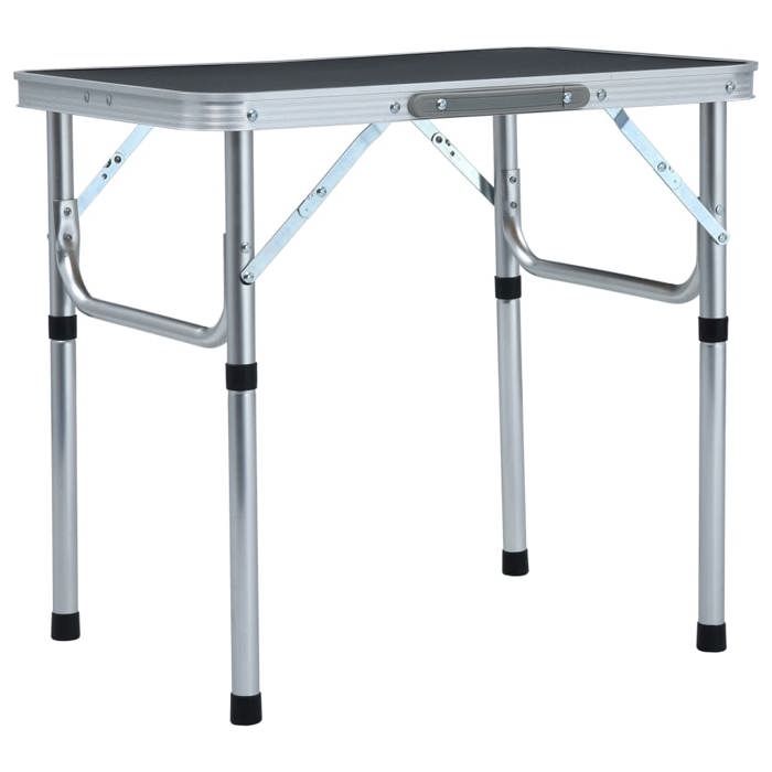 Table pliable de camping - vidaXL - Aluminium - Gris - 60x45 cm