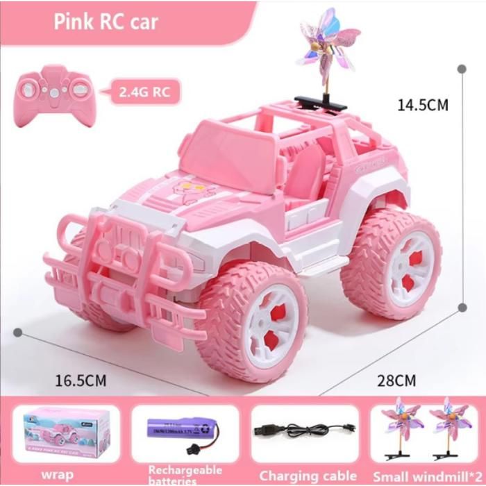 Voiture télécommandée Jeep rose à léchelle 1:18 édition pour filles avec phares à LED monster truck tout-terrain 2 4 GHz