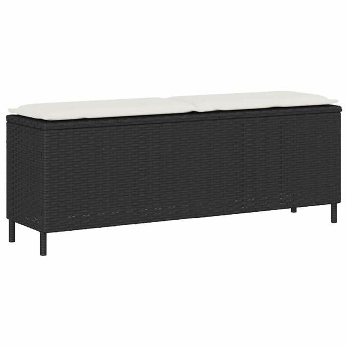Banc de jardin en résine tressée - vidaXL - 110x30x40 5 cm - Noir - Coussin blanc crème - Housse amovible et lavable