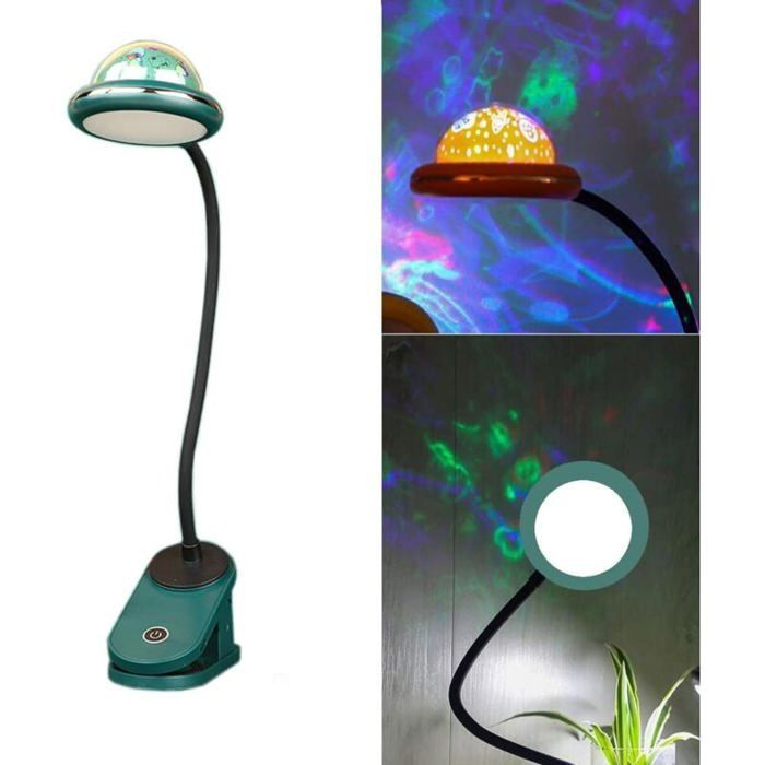 Lampe à pince pour enfants lampe de lecture à pince LED rechargeable par USB avec projection détoiles lampe de chevet à col de