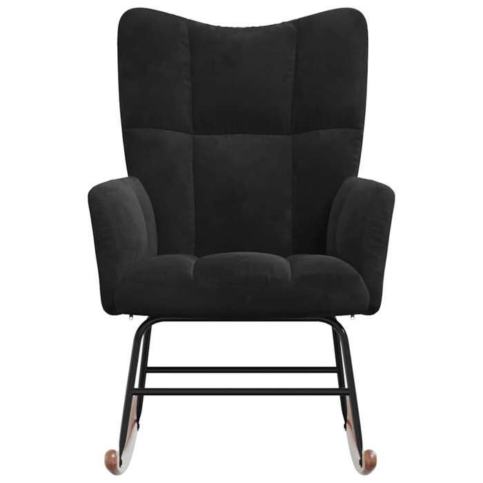 Noir Chaise/Fauteuil à bascule SOLOMON Pour 1 personne Noir Velours FF834
