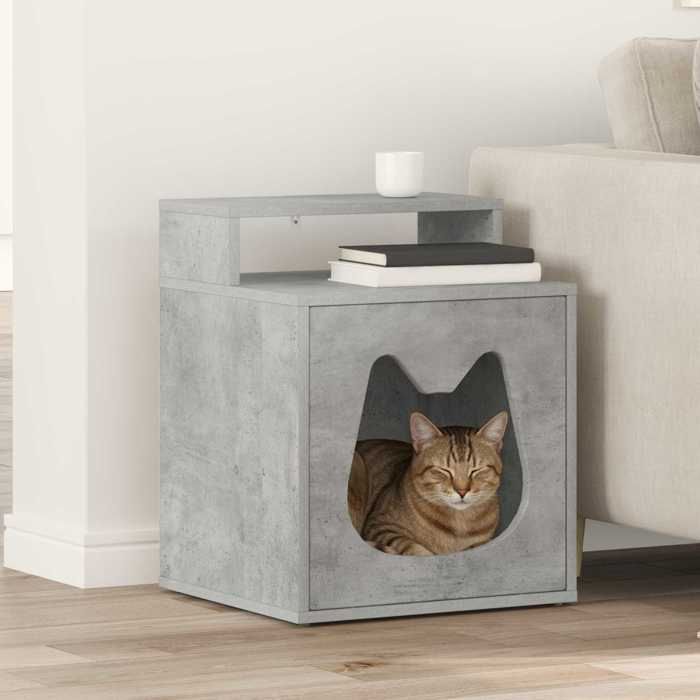 Moderne Maison pour chat - Contemporain - Meuble pour Animaux pour Salon Béton 425 x 40 x 535 cm Bois dingénierie@FR(686734)