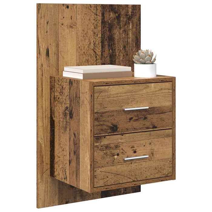 PROMOTION Lot de 2 Armoires de Chevet VENT-FLASH - Tables de nuit Cabinet de chevet mural Contemporaines Bois Ancien 48 5x32 5x80 c