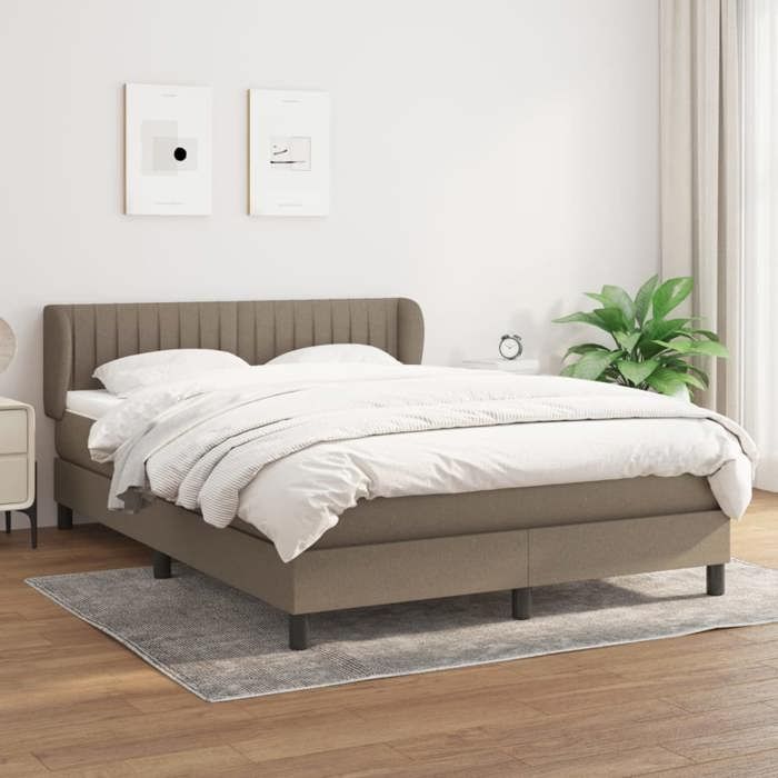 Sommier à lattes avec matelas - Taupe - 140x190 cm - Tête de lit réglable - 2 places