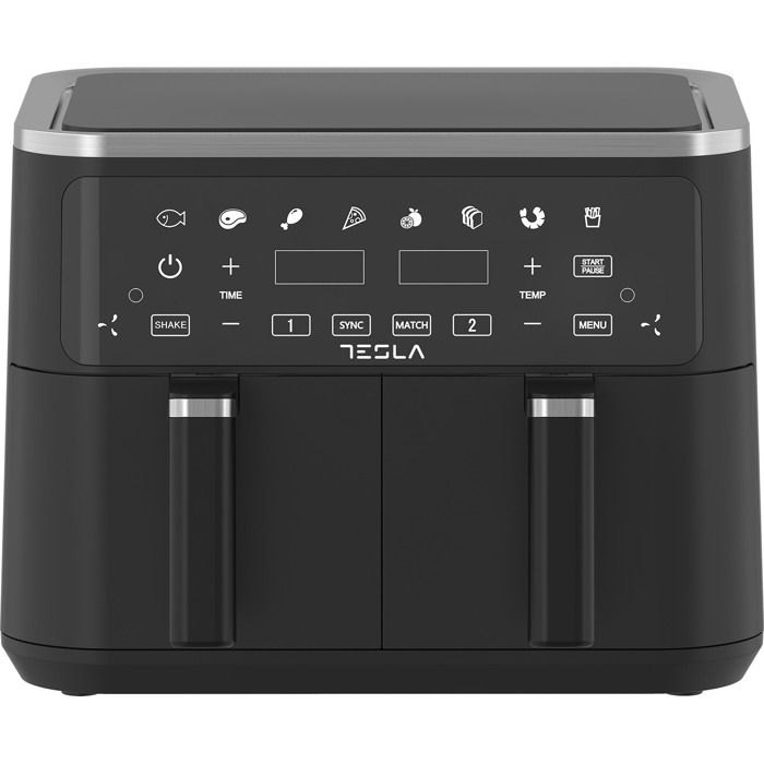 Tesla Friteuse à air chaud air fryer double bac 9l 2400w - AF900BSD - Tesla