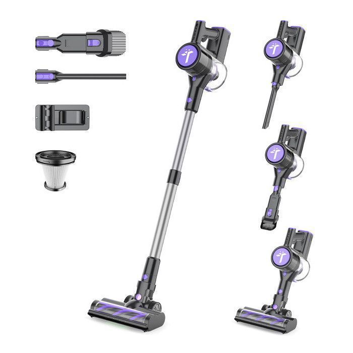 Aspirateur Balai Sans Fil Renouveler 250W- 35min Filtration Haute Performance Commande du pouce-Tube Télescopique Anti Emmêlement