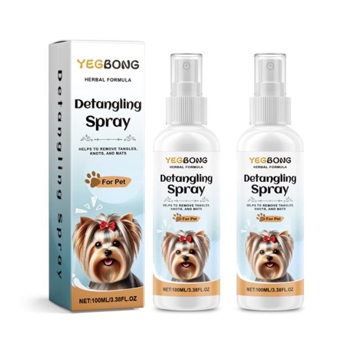 Spray Démêlant pour Chats 100 ML Démêle et Détend Les Nœuds des ChatsNe Nécessite Pas de Rinçage.pour Tous Les Types de Poils2pcs