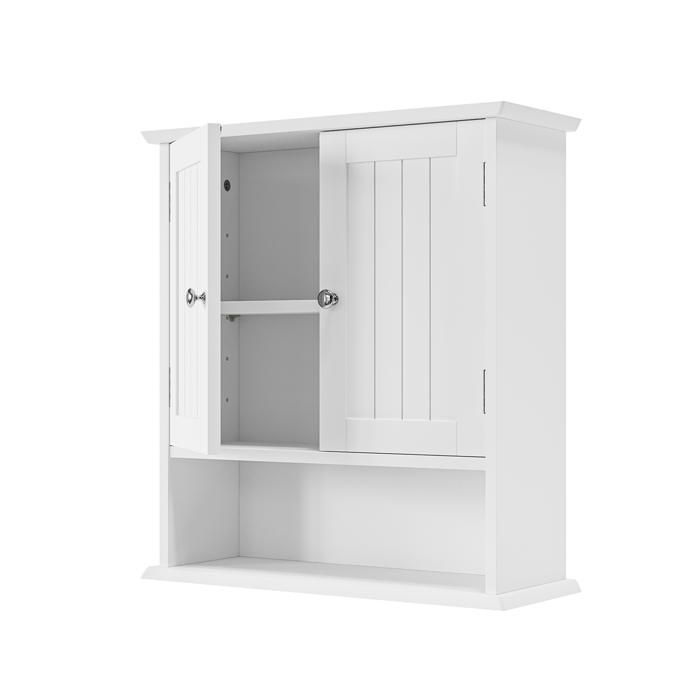 Meuble de Salle de Bain Armoire Murale avec 2 Portes Étagères Réglables Armoire à Pharmacie de Rangement 54 6x19 8x59 9 cm Blanc