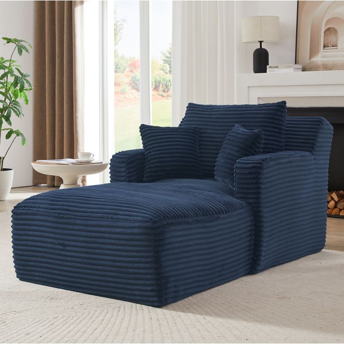 Canapé convertible en velours côtelé bleu fauteuil relax et lit banquette sans montage gain de place
