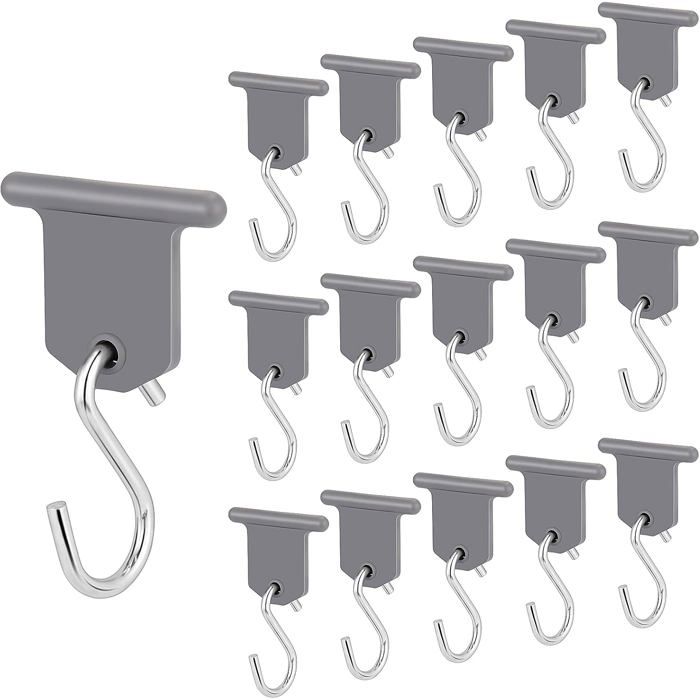 16 Crochets en S pour Auvent de Camping-Car et Caravane - 32 Pièces Gris Faciles à Installer - Accessoires Intérieur/Extérieur