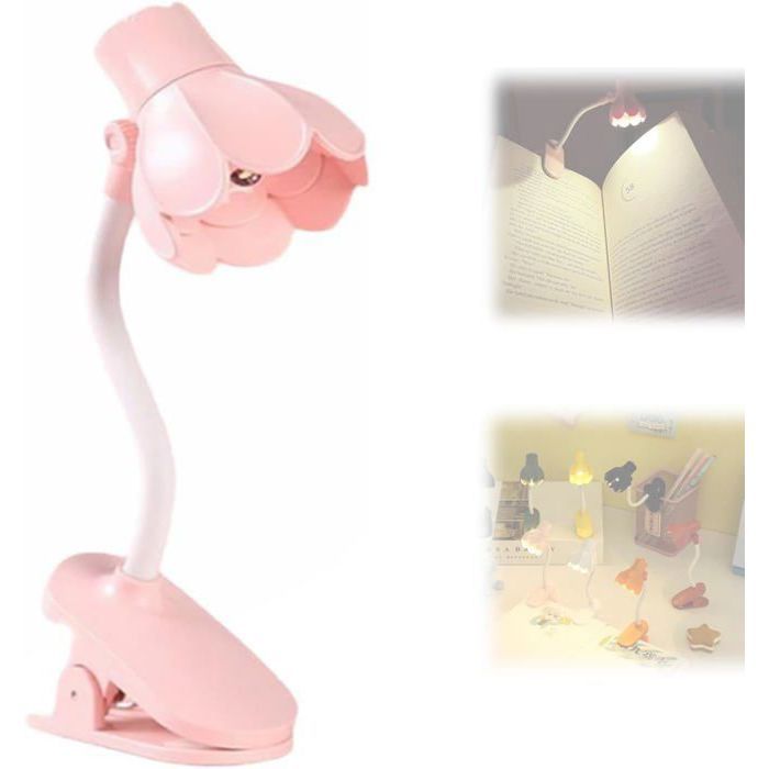 Lampe de lecture mignonne en forme de fleur pastel mini lampe de lecture en forme de fleur pour lire(rose) [Classe énergétique A]