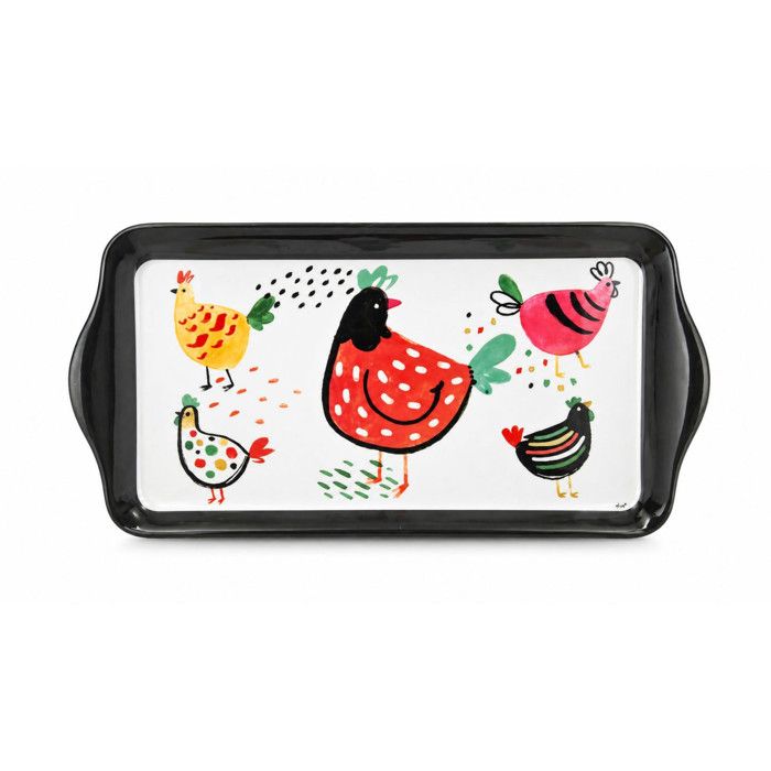 Plateau de service en mélaminé Poules Poppy Multicolores 305x15 cm