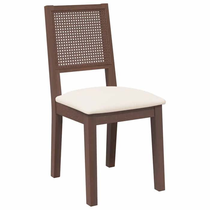 Chaises cuisine(2 pcs) - Brun - 2 personnes - avec coussins - marron bois massif caoutchouc 45x54x89 cm F3560