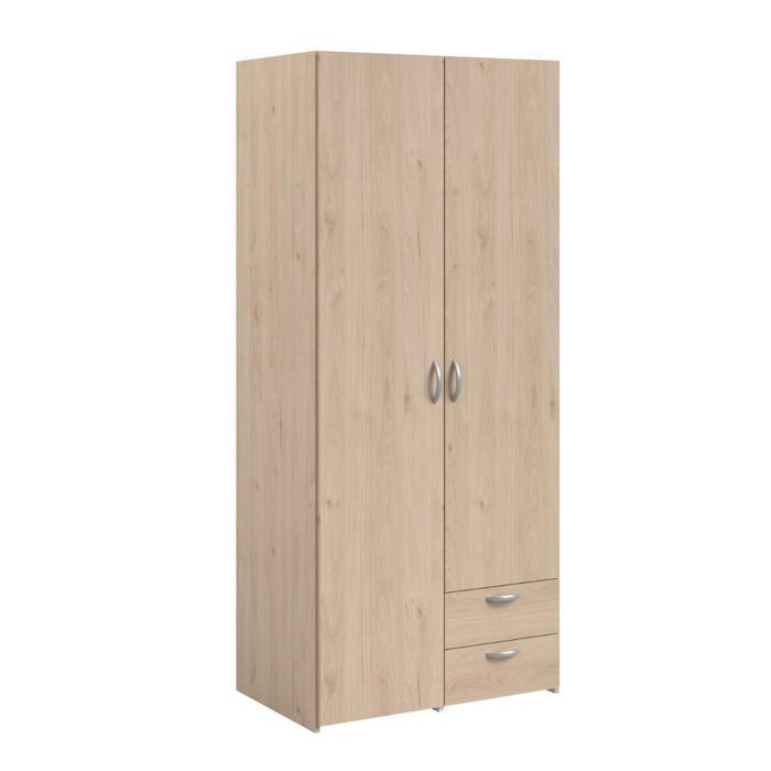 Armoire 2 portes 2 tiroirs aspect bois - AMAEL Armoire 2 portes 2 tiroirs aspect bois - AMAEL
