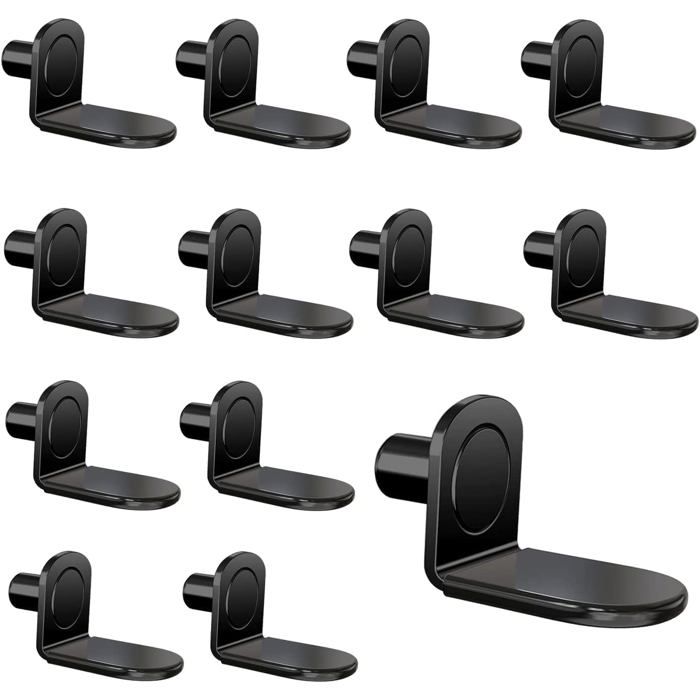 Taquets détagère en L 6 mm lot de 45 supports pour meuble et placard avec manchon en caoutchouc noir