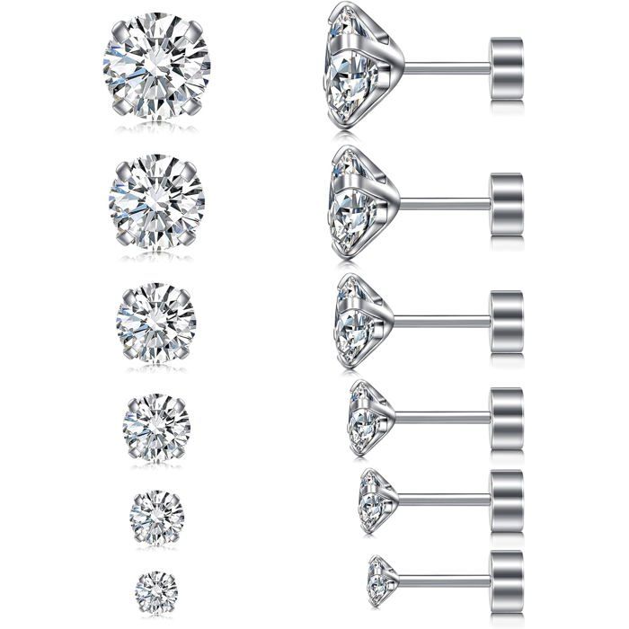 Set Boucles DOreilles Zirconium 3-8Mm 20G Piercing Helix Tragus Médicales En Acier Chirurgical Pour Femmes Et Hommes Pierci[PP226]