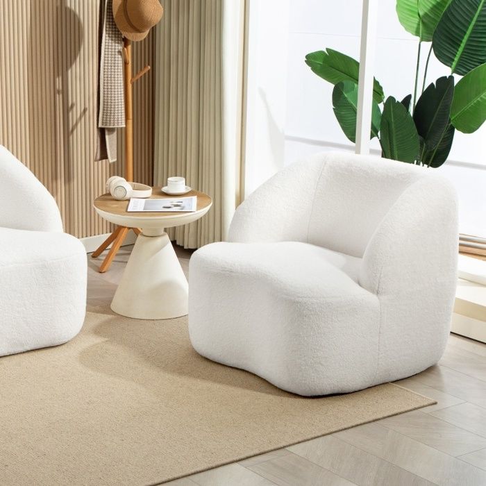Fauteuil 1 place confort moelleux 120 kg - MODENVIE - base antidérapante tissu polaire polyester blanc cassé