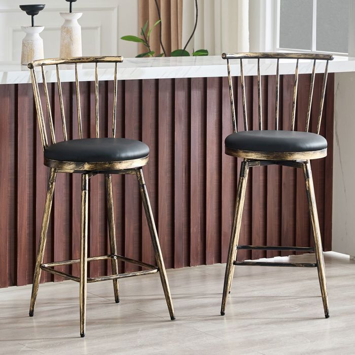 Tabouret de bar - WESTYLE - Windsor - Structure métal - Assise simili rembourrée - Style industriel