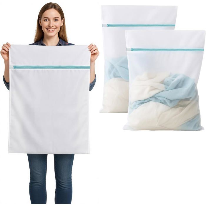 Filets de lavage pour machine à laver XXL 60 x 80 cm 2 pièces fermeture éclair rideaux et linge de lit