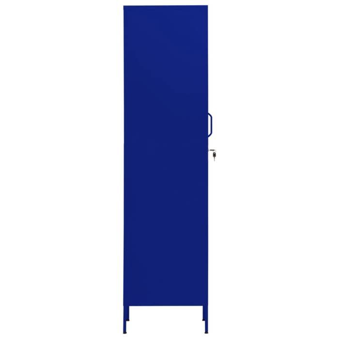Bleu Cabinet rangement Armoire haute à casier avec porte verrouillable Bleu marine 35x46x180 cm Acier N3675