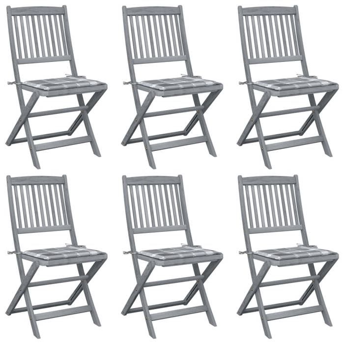 Chaises pliables dextérieur chaises balcon pliante (lot de 6) et coussins Bois dacacia LL647