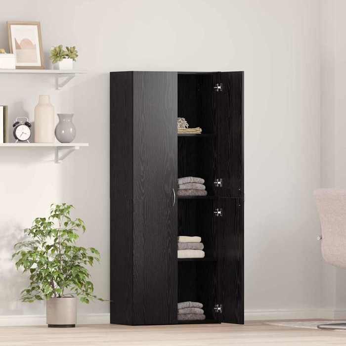 Meuble Rangement - HAOSHOP - Cabinet de Bureau avec étagère Chêne noir 70 x 32 x 77.5 cm&01_30090