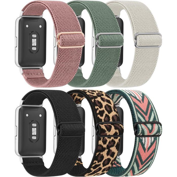 Lot 6 Bracelets Nylon Élastiques Samsung Galaxy Fit 3 Bracelet Remplacement Extensible Réglable et Respirant